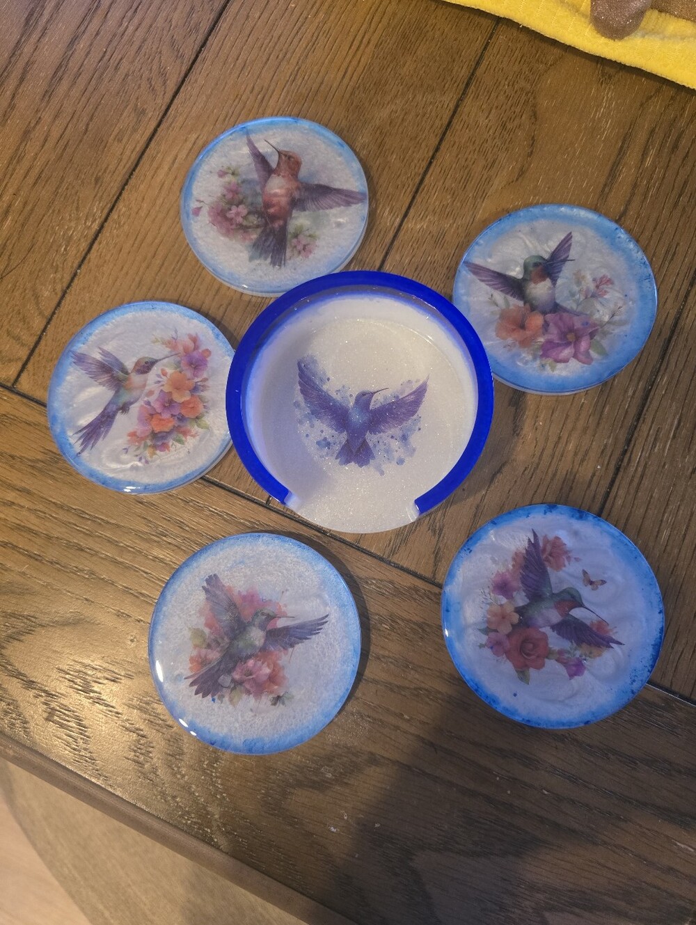 Coasters...Hummingbird Floral Decorative Coaster Set - Picture 4 of 4